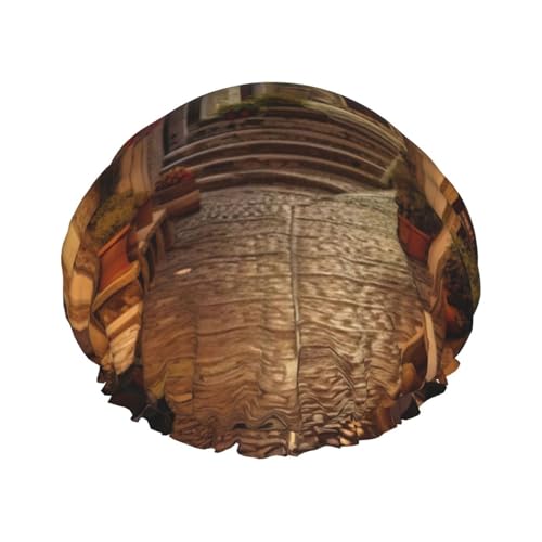 Badehaube mit italienischem Altenstraßen-Druck, mit elastischem Band, doppellagig, wasserdicht, für Damen und Herren Badehaube mit italienischem Altenstraßen-Druck, mit elastischem Band, doppellagig, wasserdicht, für Damen und Herren von dkkuvt