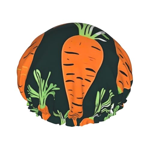 Happy Carrot nahtloser Musterdruck Badehaube mit elastischem Band, doppellagig, wasserdicht, Duschhaube für Damen und Herren Happy Carrot nahtloser Musterdruck Badehaube mit elastischem Band, doppellagig, wasserdicht, Duschhaube für Damen und Herren von dkkuvt