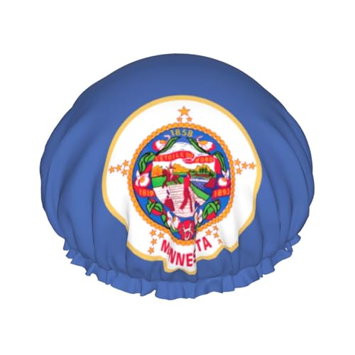Minnesota Badehaube mit Staatsflaggen-Druck, mit Gummiband, doppellagig, wasserdicht, Duschhaube für Damen und Herren Minnesota Badehaube mit Staatsflaggen-Druck, mit Gummiband, doppellagig, wasserdicht, Duschhaube für Damen und Herren von dkkuvt