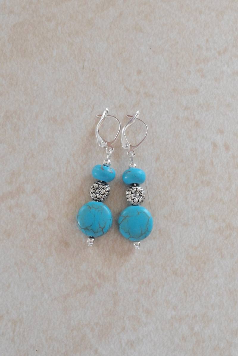 Magnesit Blau Blume Ohrringe Baumeln von dlhogan