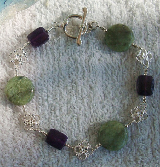 Amethyst & Achat Sterling Silber Wire Wrapped Link Armband Amethyst & Achat Sterling Silber Wire Wrapped Link Armband von dmfsparkles