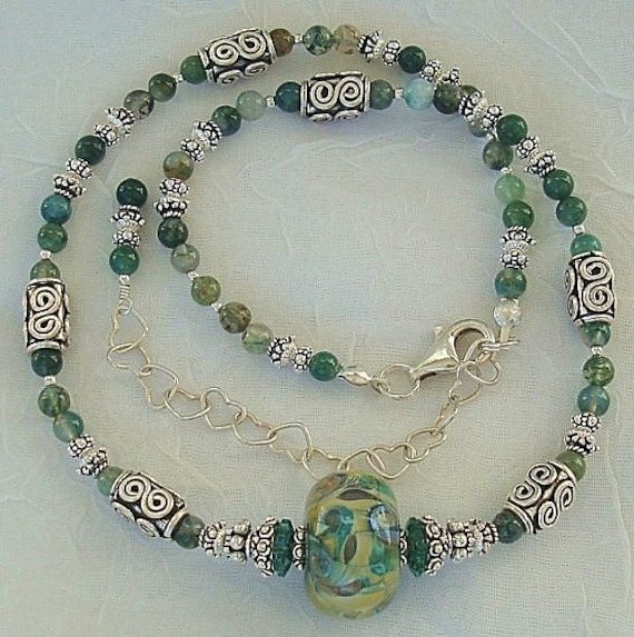 Jungle Shadows Lampwork Sterling Stein Anhänger Halskette Dmfsparkles von dmfsparkles