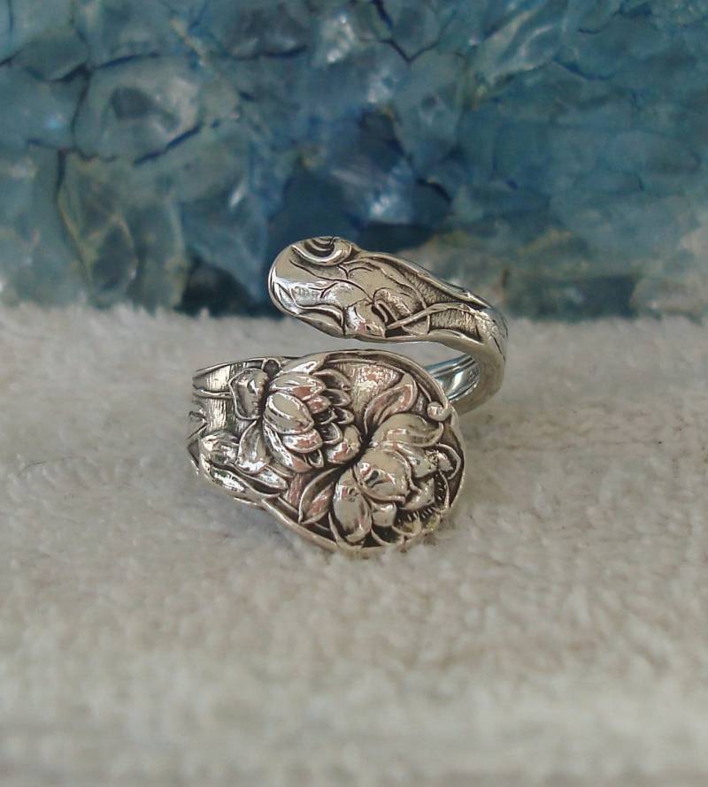 Seerosen Blume Gorham Vintage Sterling Silber Löffel Ring Dmfsparkles von dmfsparkles