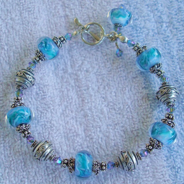 Wasserstempel Lampwork Sterlingsilber Kristall Armband Dmfsparkles Wasserstempel Lampwork Sterlingsilber Kristall Armband Dmfsparkles von dmfsparkles