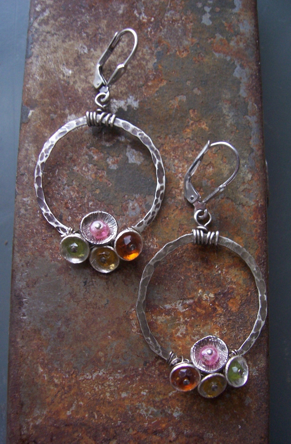 sterling Silber Edelstein Creolen Kollektion Tiny Bubbles Bunte Ohrringe Naturstein Kleine von dnajewelrydesigns