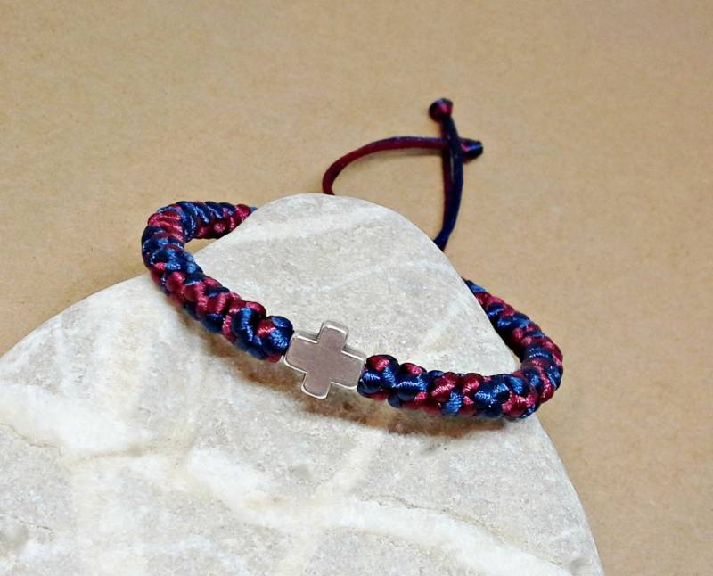 Christliches Gebetsseil, Komboskini Mit Zwei Farben, Marineblau Und ;ordeaux Kordeln, Brojanica, Klosterarmband, 41 Knoten Chotki #b0178 von dngcreations