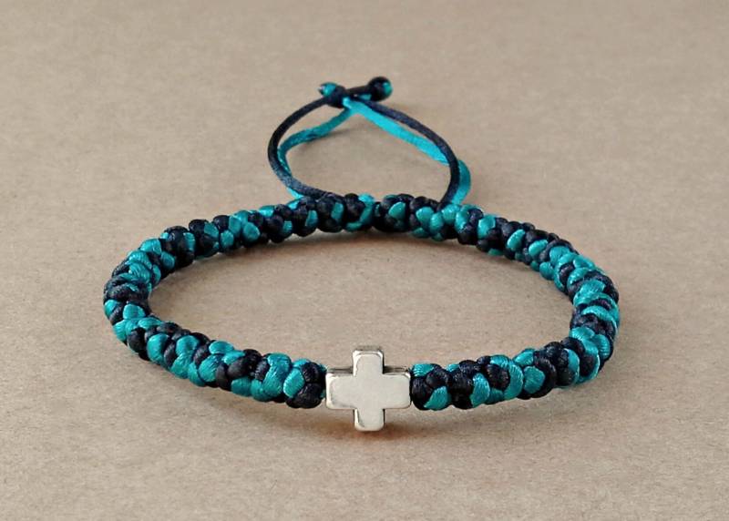 Gebetskette, 41 Knoten Chotki, Altgriechisch Altrosa, Rosenkranz, Gebetsseil, Greek & Türkis Kordel #b0117 von dngcreations