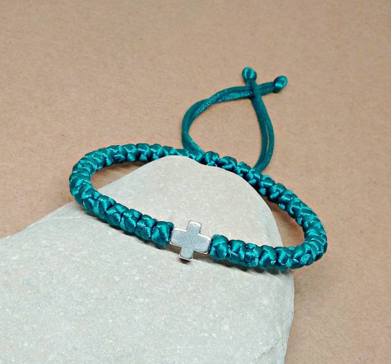 Griechisch Ortobiski Armband, Verstellbares Gebet Seil Komboskini 41 Knoten Chotki, Türkis Kordel, Christliche Glaube Geschenk, #b0201 von dngcreations