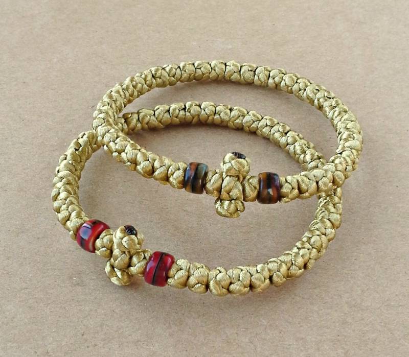 Handgemachtes Komboskini, Gebetsseil, Christliches Armband, Christliche Kordel, 40Knots Chotki, Rote Perlen #b0145 von dngcreations