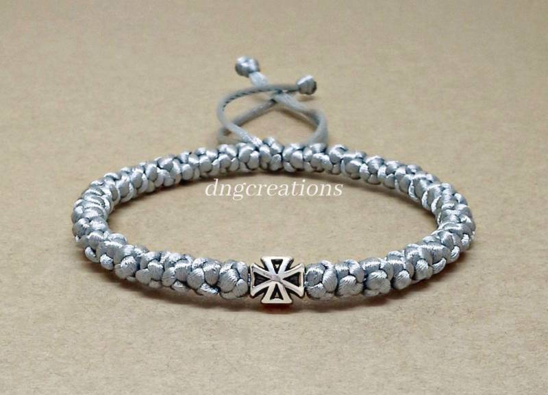 Komboskini Armband, Griechisch Ortulno 41 Knoten Chotki, Gebetskette, Verstellbar, Graue Satinkordel, Christliche Geschenk #b0151 von dngcreations