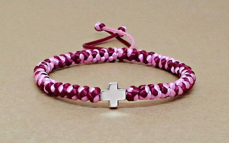 Zweifarbiges Komboskini, Christliches Gebetsarmband, Rosa Und Ordeaux Kordel, Brojanica, Klosterarmband, 41 Knoten Chotki, #b0183 von dngcreations