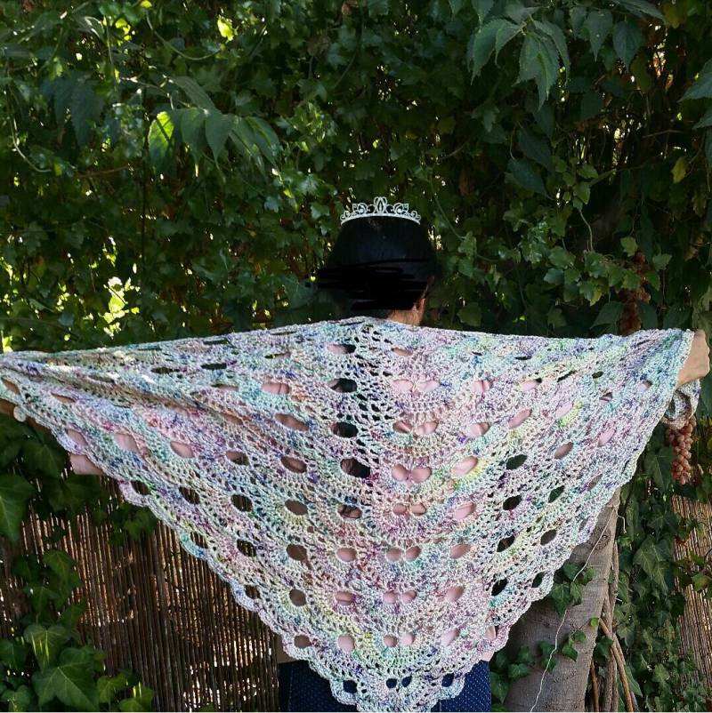 Creme Mit Farben Dreieckstuch - Wolle Und Acryl von dnicecraft