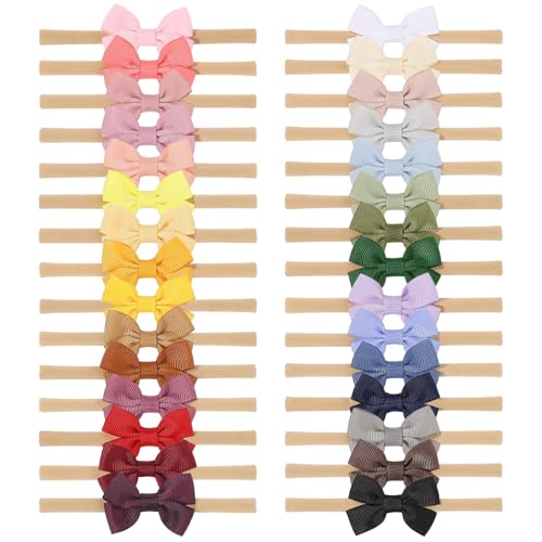 doboi Haarschleifen für Babys, Mädchen, Ripsband, einfarbig, handgefertigt, Haarschmuck für Neugeborene, Kleinkinder, kleine Mädchen und Kinder, 30 Stück von doboi