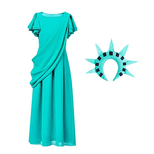 dobooo Liberty Damenkleid - Amerikanische Freiheitsstatue COS Kleidung - Damen Classic Lady Liberty Kleider für Größe XS S M L von dobooo