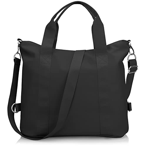 DOB SECHS Handtasche Damen Wasserdicht Groß Nylon Handtaschen Damen Umhängetaschen Hobos Schultertasche für Schule Shopper Lässige täglich,(Schwarz) 40X35X15cm von DOB SECHS