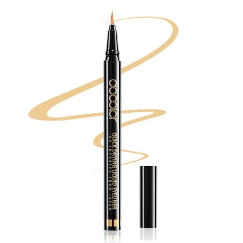 Docolor Ultra Fine Precision Gold Eyeliner, Professioneller Flüssiger Eyeliner, Wasserfest und Wischfest Für Professionelles Augen-Makeup von docolor