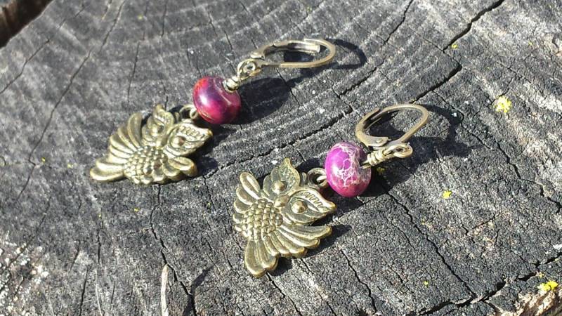 Eulen Ohrringe Mit Achat Stein von dodeca12