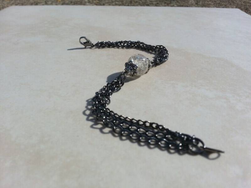 Gebrochene Glasperle Mit Gunmetal Kette Armband von dodeca12