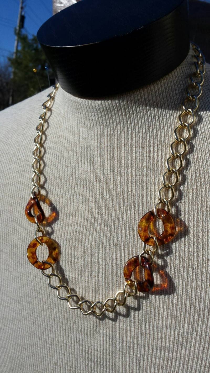 Halskette - Schildpatt & Vintage Gold Large Link von dodeca12