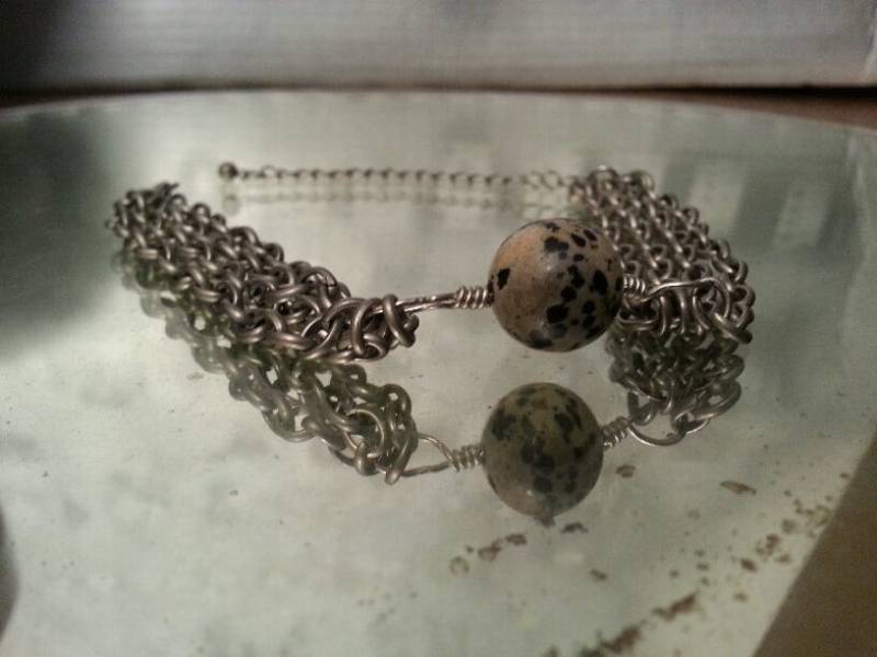 Leopard Achat Und Nickel Kettenarmband von dodeca12