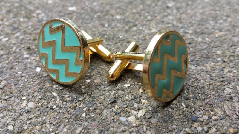 Manschettenknöpfe - Aqua Chevrons von dodeca12