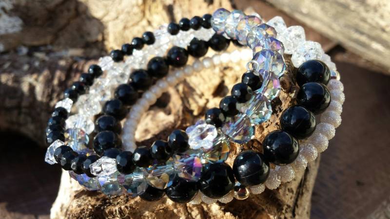 Memory Wire Schwarz & Kristall Armband von dodeca12