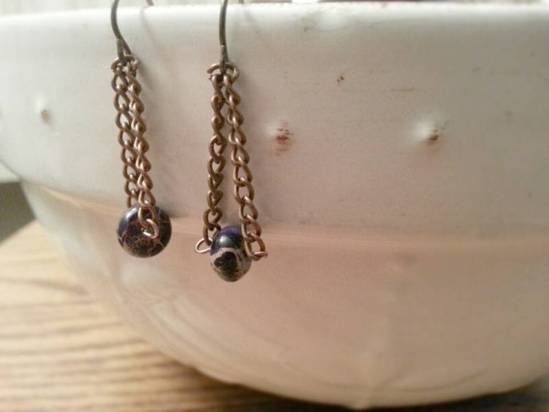 Ohrringe - Achat Und Kupfer Kette von dodeca12