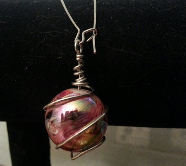 Perlen-Finish Glas Wire Wrap Ohrringe von dodeca12