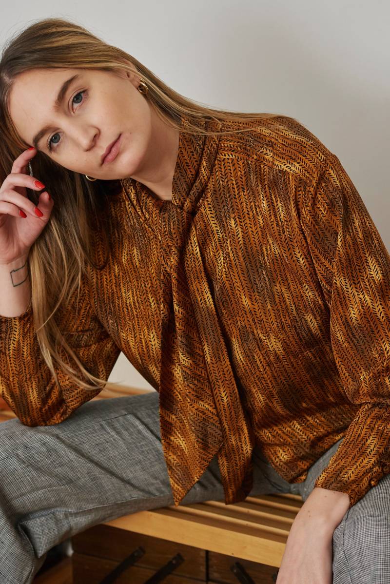 1970Anne Klein Abstrakte Leopard Print Bluse von doevintagenyc