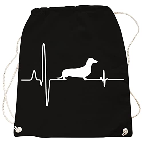 Rucksack Tasche Bag DACKEL Herzschlag Motiv Design in vielen Farben Gassi Beutel von dog like a boss