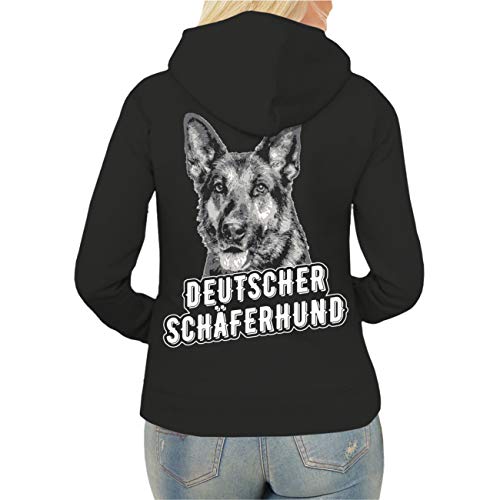 dog like a boss Frauen und Damen Kapuzenjacke Deutscher Schäferhund Porträt (mit Rückendruck) Größe XS - XXL von dog like a boss