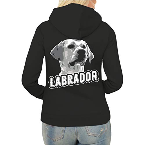 dog like a boss Frauen und Damen Kapuzenjacke Labrador hell Porträt (mit Rückendruck) Größe XS - XXL von dog like a boss