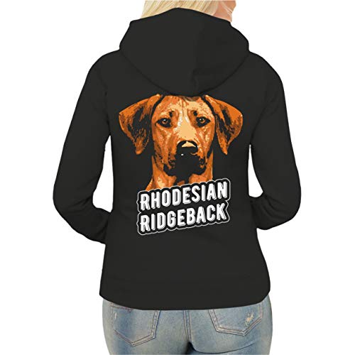 dog like a boss Frauen und Damen Kapuzenjacke Rhodesian Ridgeback Porträt (mit Rückendruck) Größe XS - XXL von dog like a boss