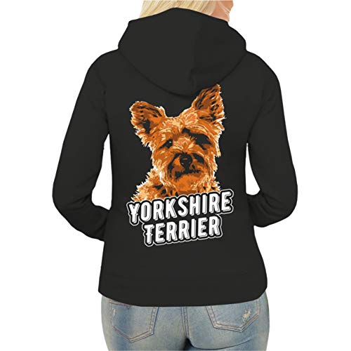 dog like a boss Frauen und Damen Kapuzenjacke Yorkshire Terrier Porträt (mit Rückendruck) Größe XS - XXL von dog like a boss