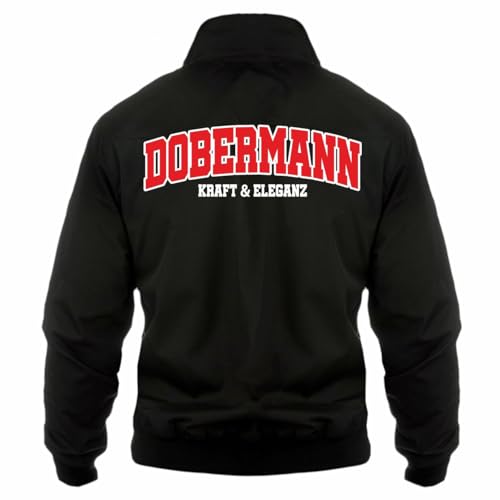 dog like a boss Herren Harrington Jacke Dobermann Kraft & Eleganz Hunde motive übergangsjacke von dog like a boss