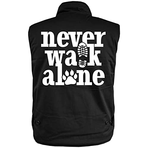dog like a boss Männer Ranger Weste mit Futter Hunde Gassi Motiv NEVER WALK ALONE (mit Rückendruck) Größe S - 5XL von dog like a boss