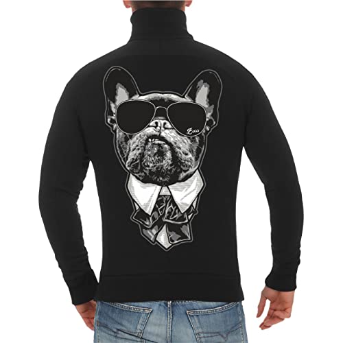 dog like a boss Männer Sweatjacke French Bulldog CHEF (mit Rückendruck) Größe S - 5XL von dog like a boss