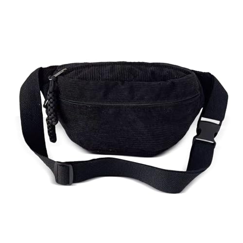 dogmoon Umhängetasche Damen, Damen Bauchtasche aus Cord, Cord Bauchtasche, Modische Umhängetasche Crossbody Bag für Outdoor Sport Reise Laufen Schule(Schwarz) von dogmoon