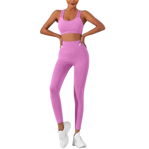 dohomiryo Damen Sportanzüge Jogginganzug Sport Sets 2 Teilig Workout Outfit Set Sport Bra und Hohe Taille Yoga Leggings Activewear Freizeitanzug Hellrot M dohomiryo Damen Sportanzüge Jogginganzug Sport Sets 2 Teilig Workout Outfit Set Sport Bra und Hohe Taille Yoga Leggings Activewear Freizeitanzug Hellrot M von dohomiryo