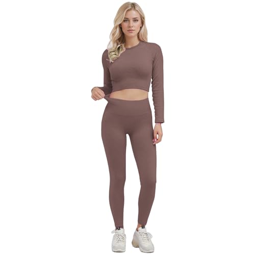 dohomiryo Damen Sportanzüge Jogginganzug Sport Sets 2 Teilig Workout Outfit Set Sport Strumpfhosen+Hohe Taille Yoga Leggings Yoga Outfit Freizeitanzug Sportswear Strumpfhosenun S von dohomiryo