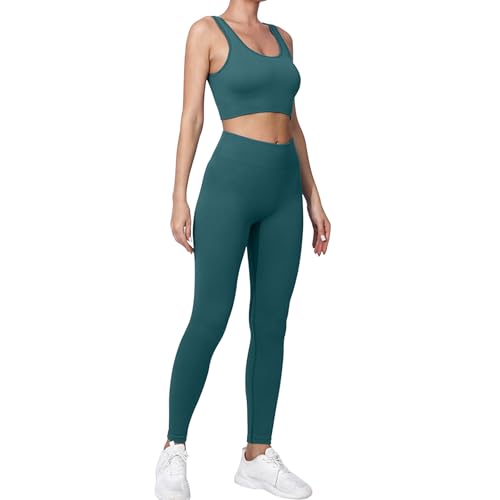 dohomiryo Damen Traingsanzug Sport Sets Sport Top und hohe Taille Hosen 2 Stücke Bekleidungssets Yoga Outfit Jogginganzug Set Freizeitanzug Dunkelgrün S dohomiryo Damen Traingsanzug Sport Sets Sport Top und hohe Taille Hosen 2 Stücke Bekleidungssets Yoga Outfit Jogginganzug Set Freizeitanzug Dunkelgrün S von dohomiryo
