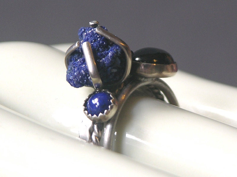 Auf Verkauf Marked Down Denim Blues Stacking Rings von dolldisasterdesign