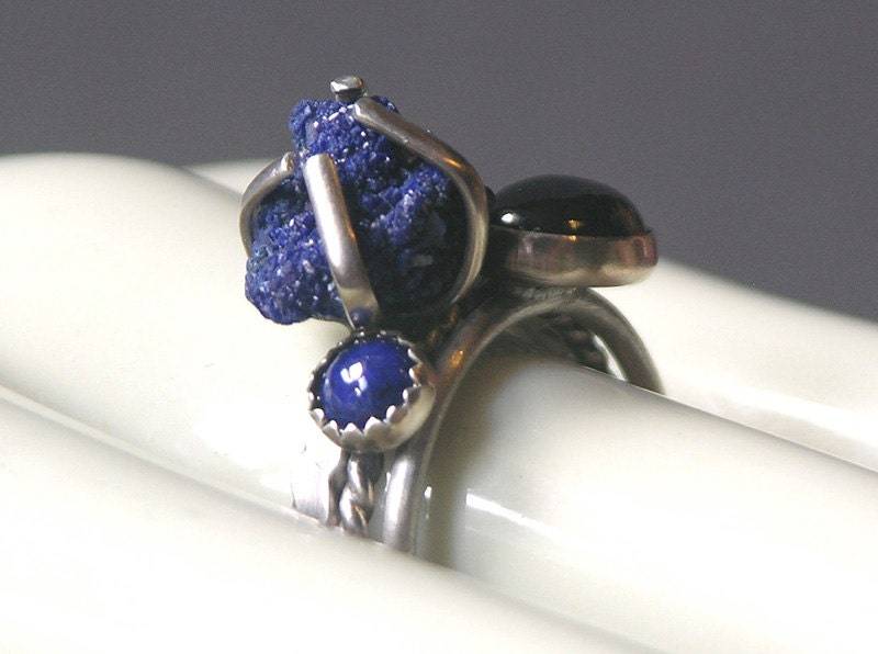 Auf Verkauf Marked Down Denim Blues Stacking Rings von dolldisasterdesign