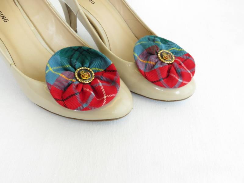 British Columbia Tartan Schuhclips, Hochzeit Blumen Clips, Rote Und Blaue Blumen, Blume Clip, Clips von dolldressedup