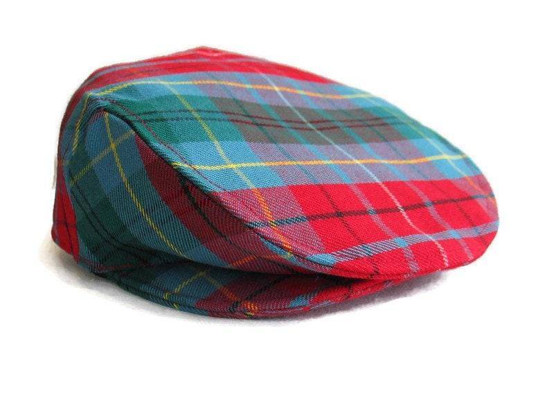 Efeu Kappe, British Columbia Tartan Schiebermütze Ein Helles Teal Und Roter Karierter Hut Geschenk Für Vancouver von dolldressedup