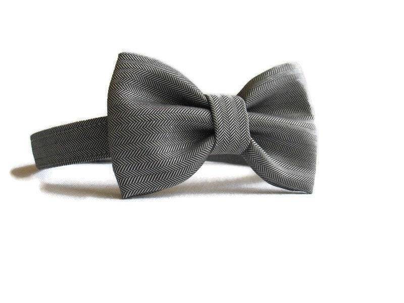 Fliege, Graue Herringbone Kleiner Junge Fliege Für Hochzeiten von dolldressedup