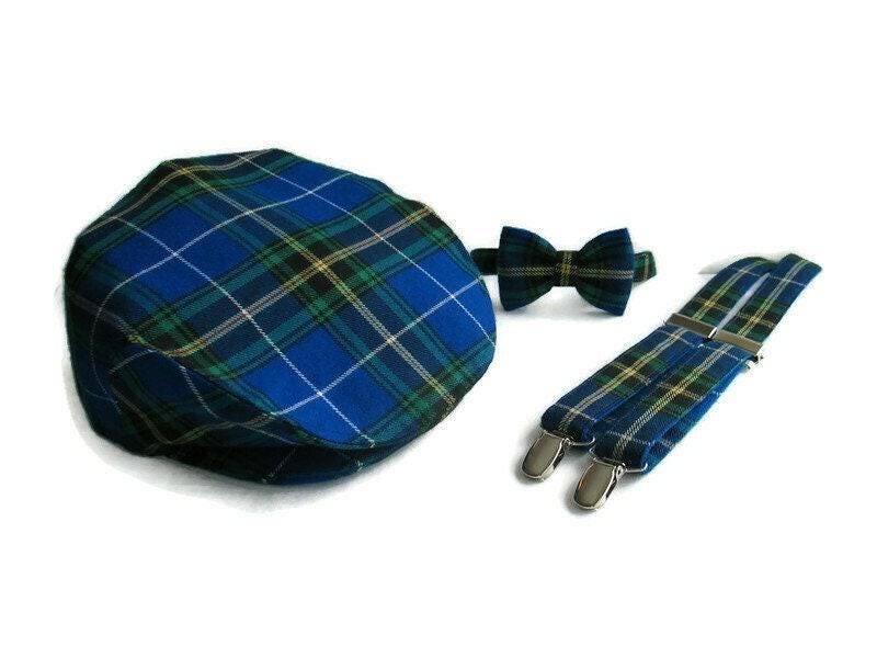 Nova Scotia Tartan Schiebermütze, Hosenträger Und Fliege Im Set Für Ihre Hochzeitsfeier von dolldressedup