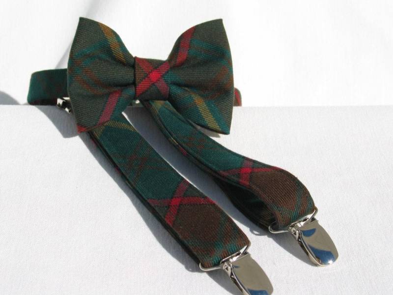 Ontario Tartan Schottenmuster Hosenträger Und Fliege Im Set von dolldressedup