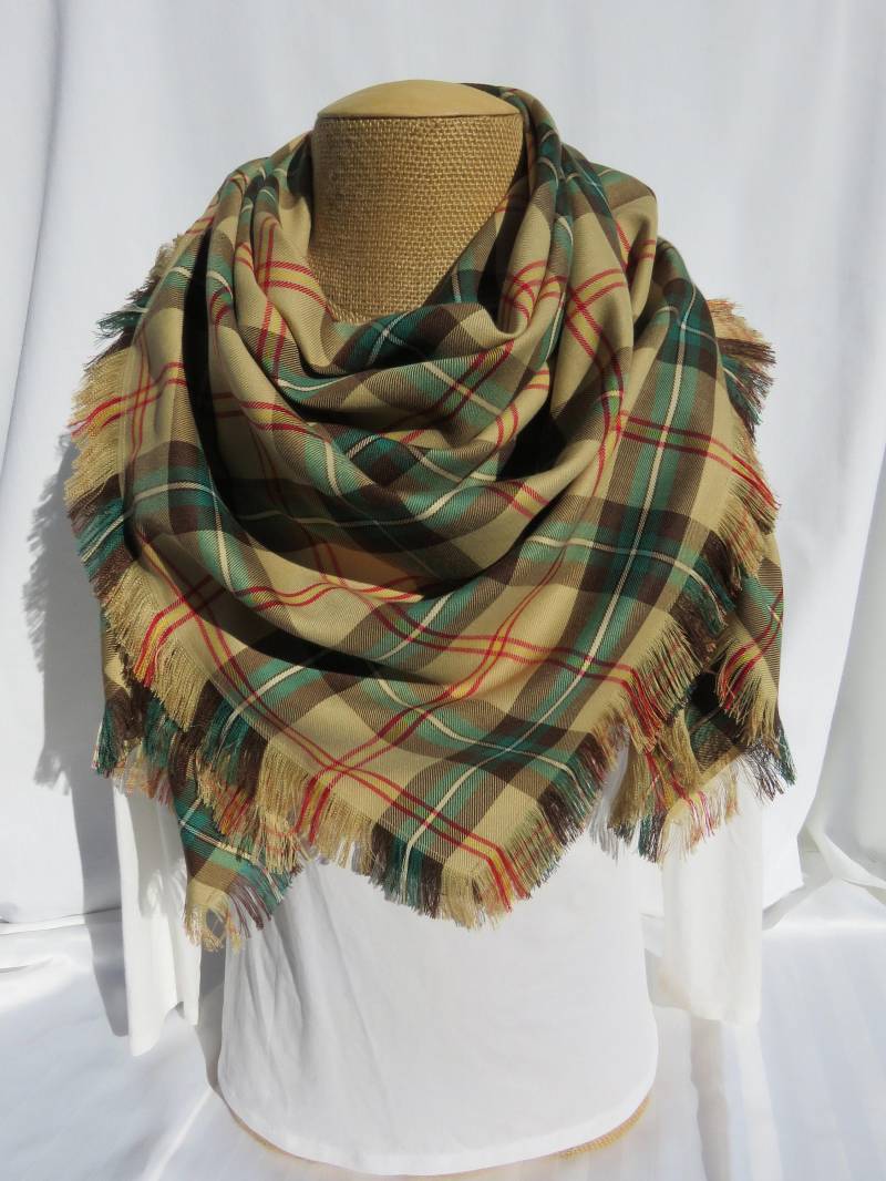 Saskatchewan Tartan Decke Schal in Gelb Und Grün Kariert, Großes Geschenk Für Lehrer von dolldressedup