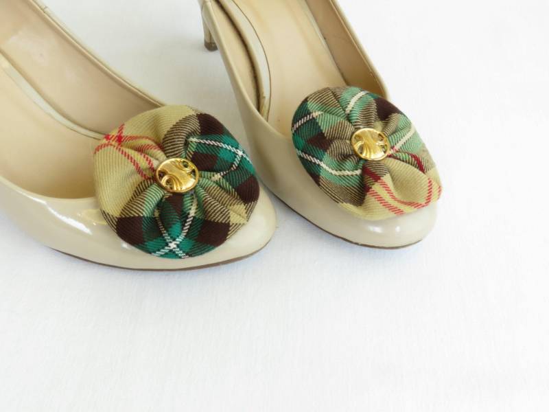 Saskatchewan Tartan Schuhclips, Büroschuhzubehör, Hochzeit Blumenclips, Gelbe Und Braune Blumen, Blumenclip von dolldressedup